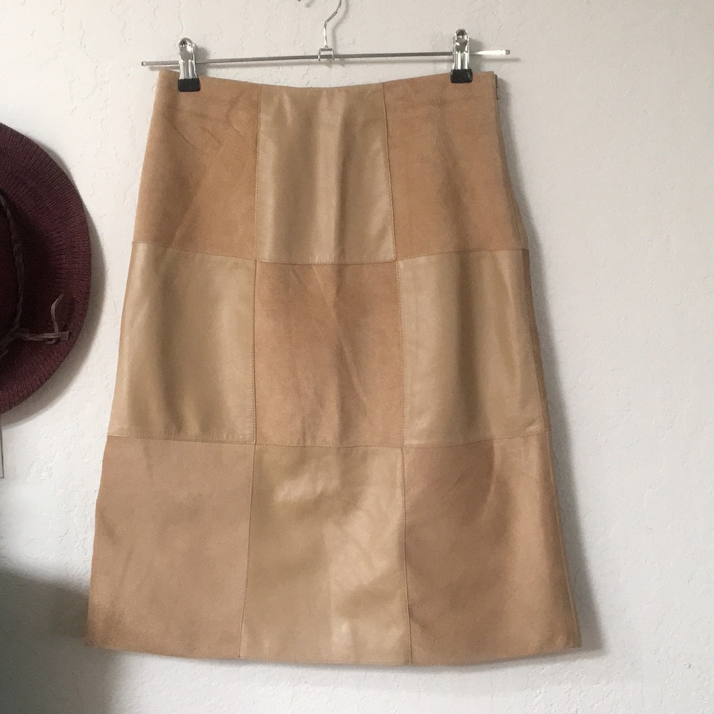 Caslon leather and suede skirt